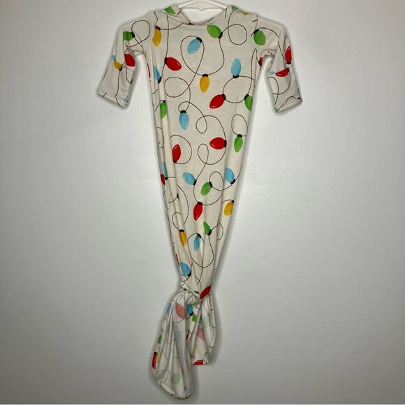 NWT LITTLE SNUGGLES CHARLIE'S PROJECT Christmas Lights Knotted Gown Newborn - Picture 2 of 4